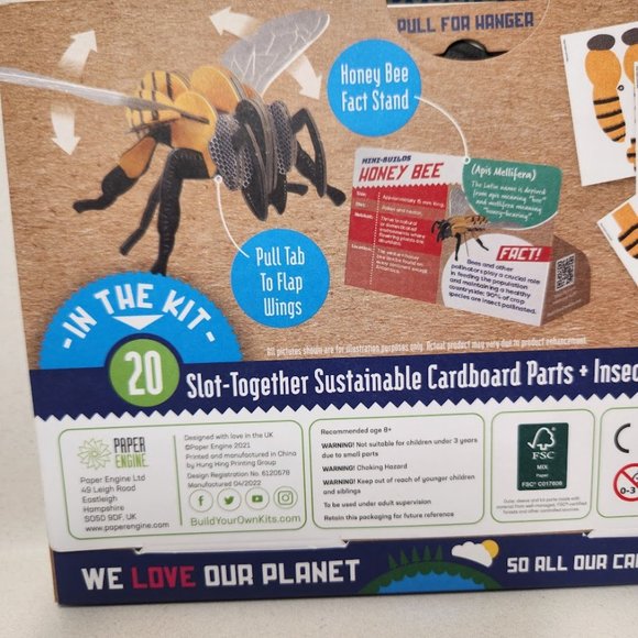 NEW DIY HONEY BEE MODEL Flapping Wing Eco Friendly Cardboard Craft Kit 3D Puzzle - Picture 15 of 16